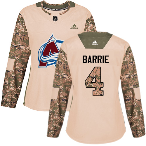 Adidas Avalanche #4 Tyson Barrie Camo Authentic Veterans Day Women's Stitched NHL Jersey - Click Image to Close